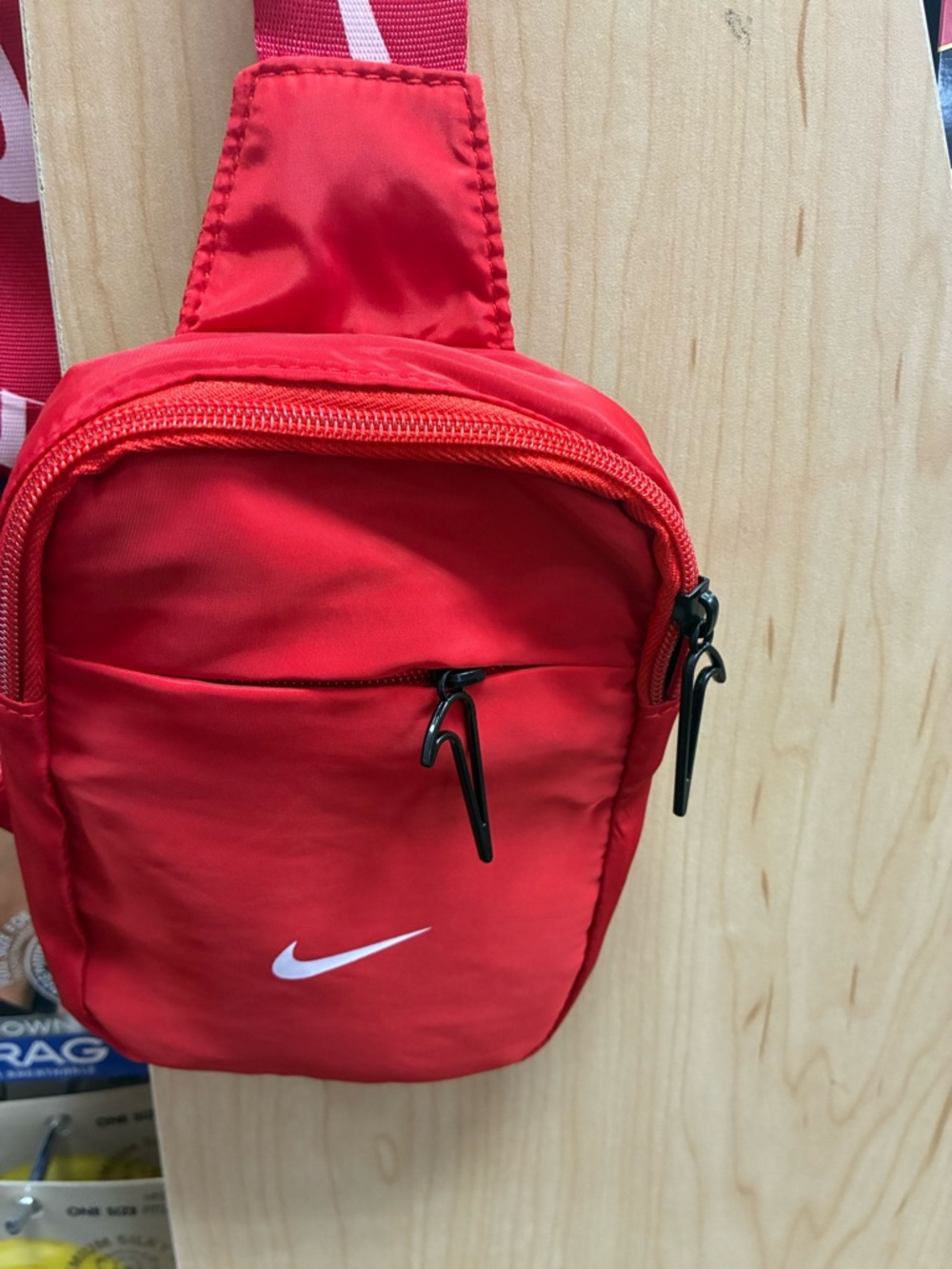 Nike Red Sling Belt Bag with White Swoosh